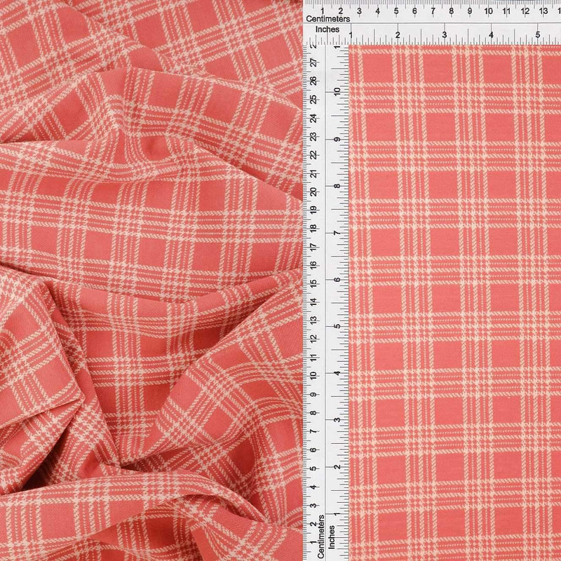 1 Yard Double Knit Jacquard Plaid Fabric 240 GSM, 59/60? Wide Polyester Rayon Spandex Blend
