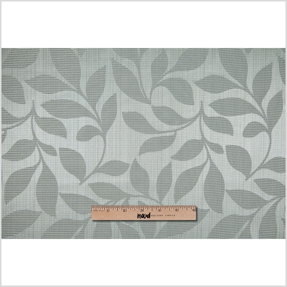 Slate Satiny Woven Leaves Jacquard