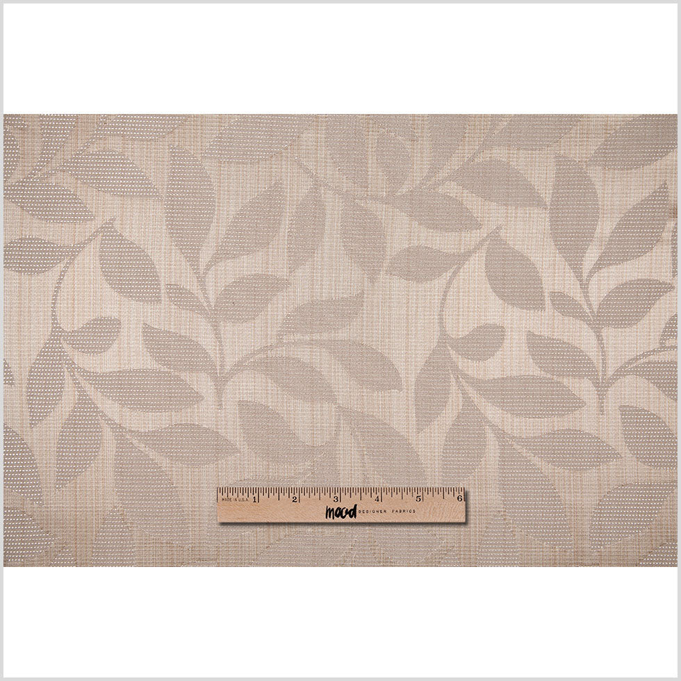 Champagne Satiny Woven Leaves Jacquard