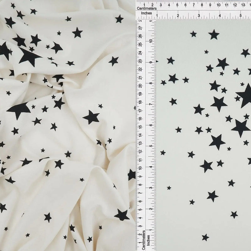 1 Yard Star Print DTY Brushed Knit Fabric Soft Stretch Polyester Spandex 58/60 Inches Wide