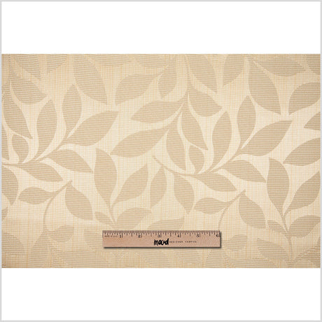 Gold Satiny Woven Leaves Jacquard