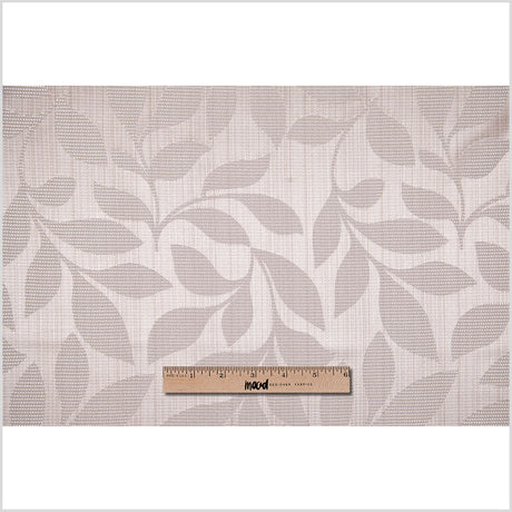 Taupe Satiny Woven Leaves Jacquard