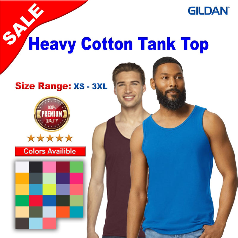 Gildan Heavy Cotton Tank Top for Adults | Classic Cotton Sleeveless Shirt
