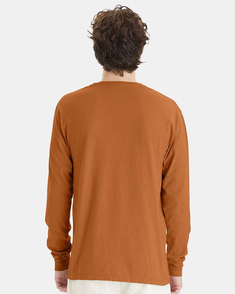 ComfortWash by Hanes garment-dyed cotton long sleeve T-shirt in assorted colors for casual layering