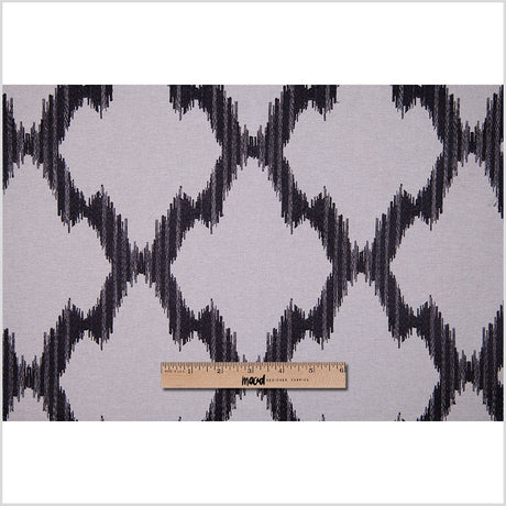 Gray and Black Embroidered Diamonds Woven