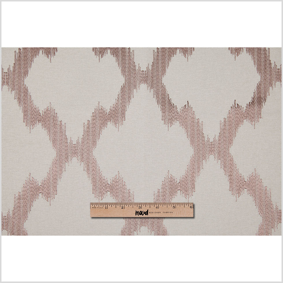Pale Taupe and Copper Embroidered Diamonds Woven