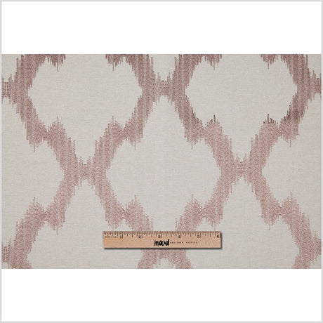 Pale Taupe and Copper Embroidered Diamonds Woven