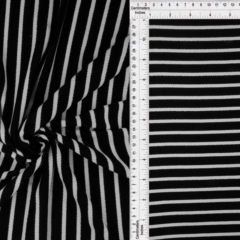 1 Yard Viscose Crepe Stripe Stretch Fabric with 1cm Line 58/60 Inch Wide