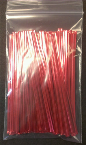 Red Metallic Twist Ties - 100 Pack