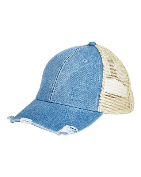 Adams Headwear Ollie Distressed Trucker Cap Vintage Mesh Back Hat