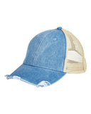 Ollie Distressed Trucker Cap - Pigment-Dyed Cotton Mesh Snapback Hat