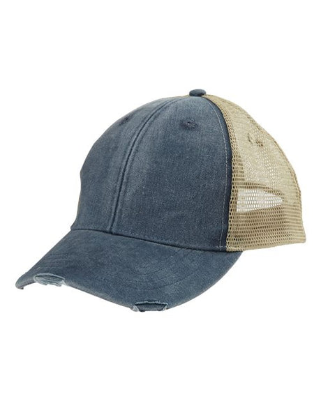 Adams Headwear Ollie Distressed Trucker Cap Vintage Mesh Back Hat