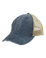 Ollie Distressed Trucker Cap - Pigment-Dyed Cotton Mesh Snapback Hat