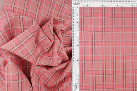 Double Knit Jacquard Plaid Fabric 1 Yard Soft Stretch Medium Weight 58/60" Wide