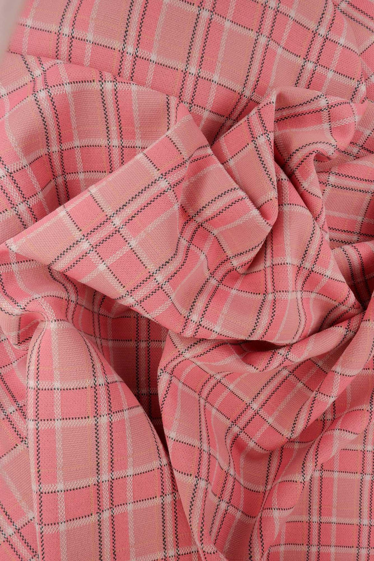 Plaid Double Knit Jacquard Stretch Fabric