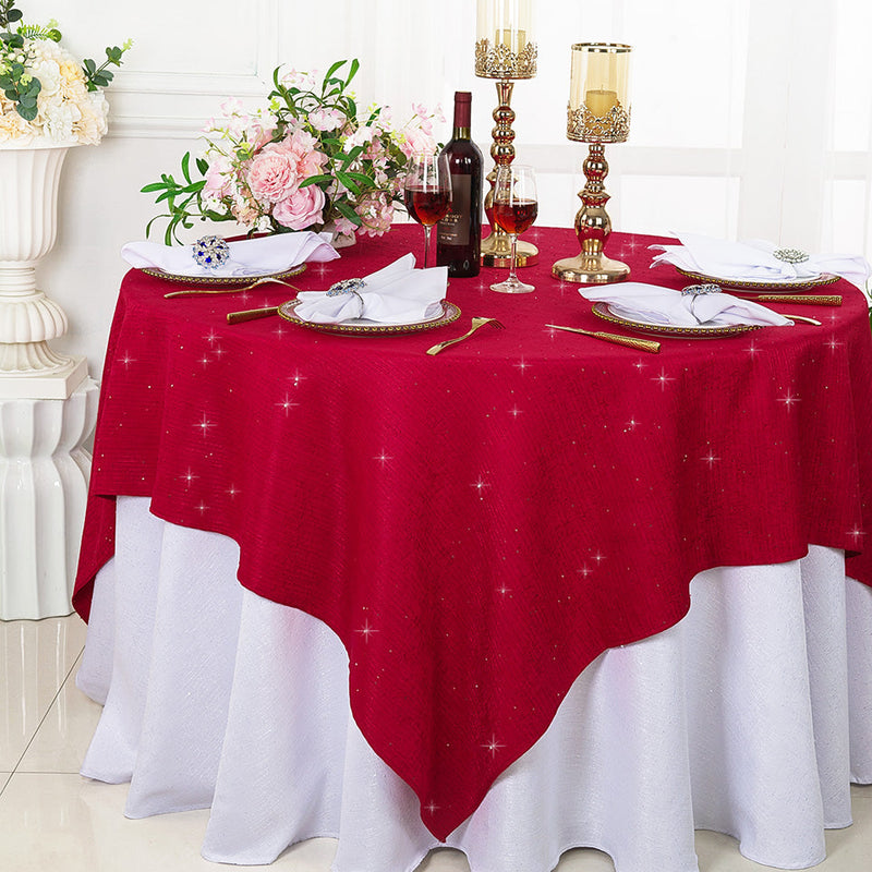 Square Sequin Table Overlay 72x72 Apple Red