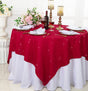 Square Sequin Table Overlay 72x72 Apple Red