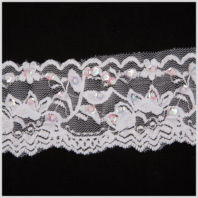 2.5" White Beaded Lace