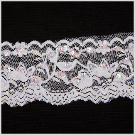 2.5" White Beaded Lace