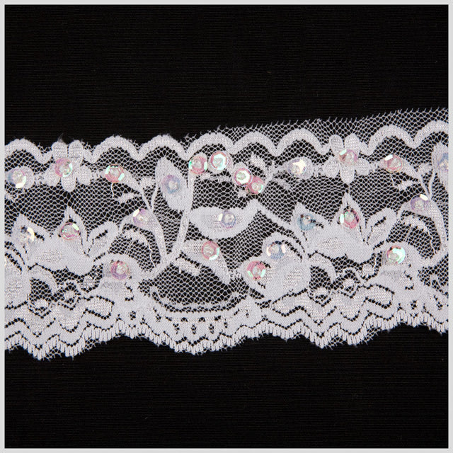 2.5" White Beaded Lace