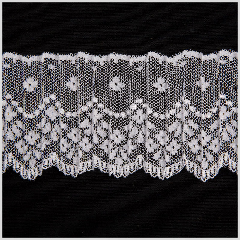 2.5" White Pleated Lace