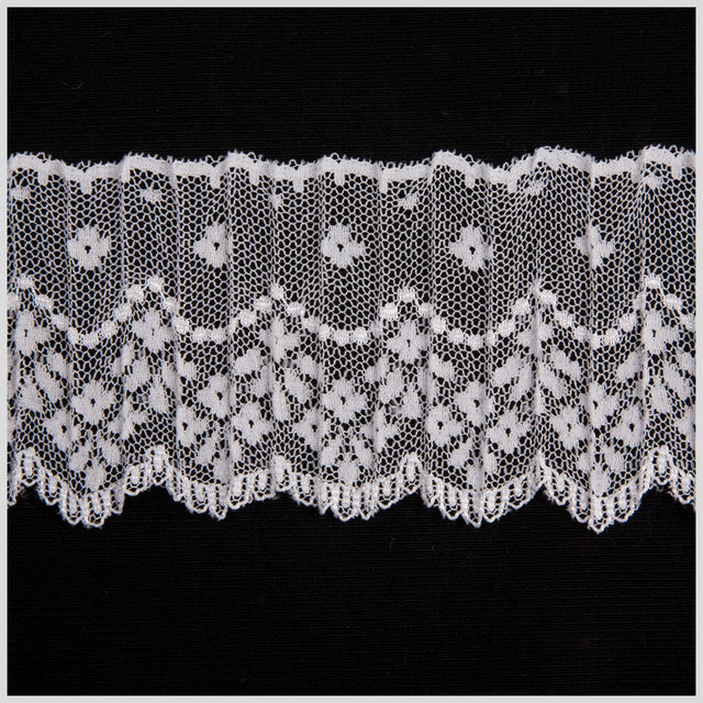 2.5" White Pleated Lace