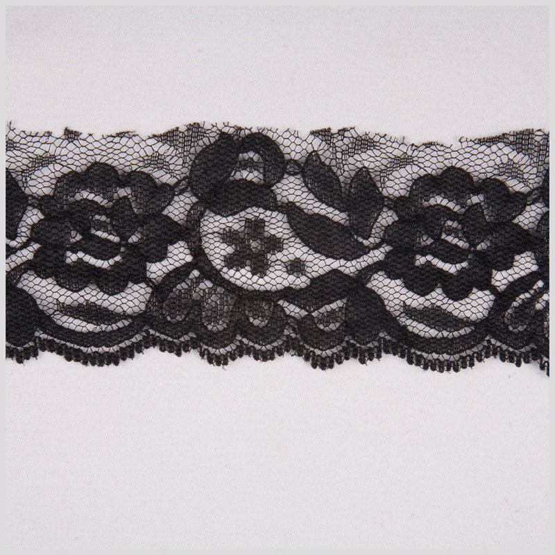 1.625" Black Floral Lace