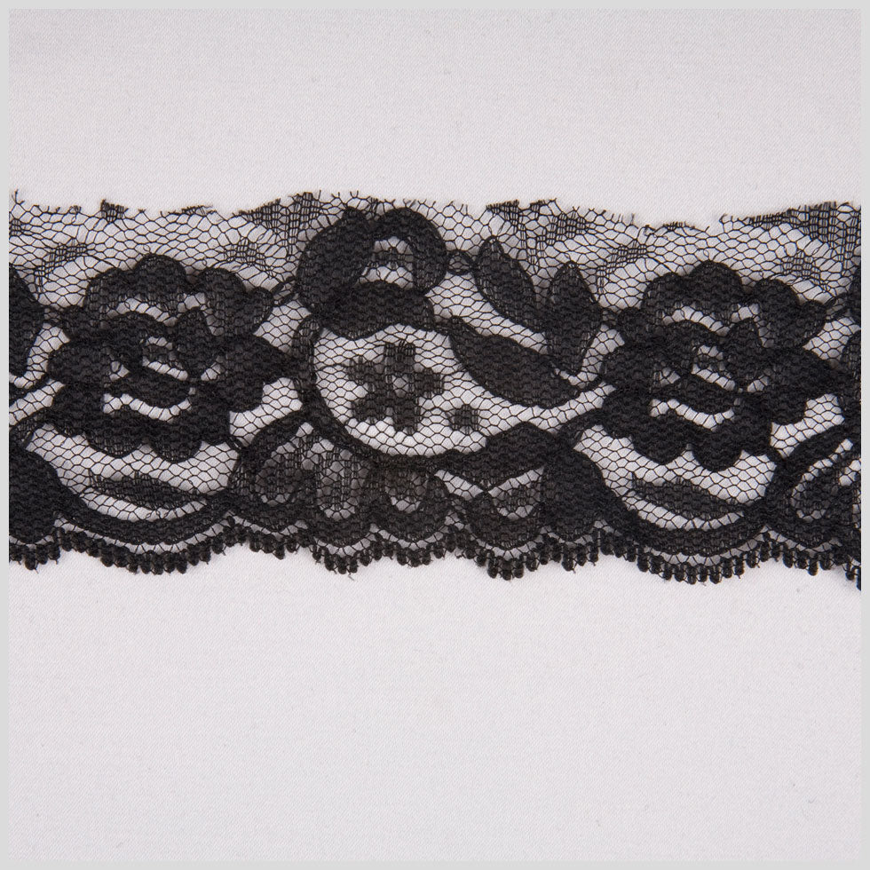 1.625" Black Floral Lace