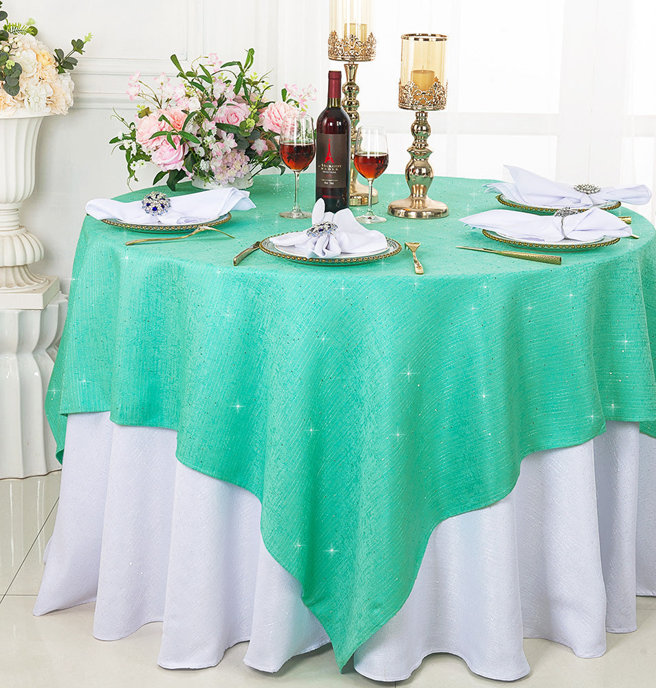 Sequin Paillette Poly Flax Burlap Table Overlay Square