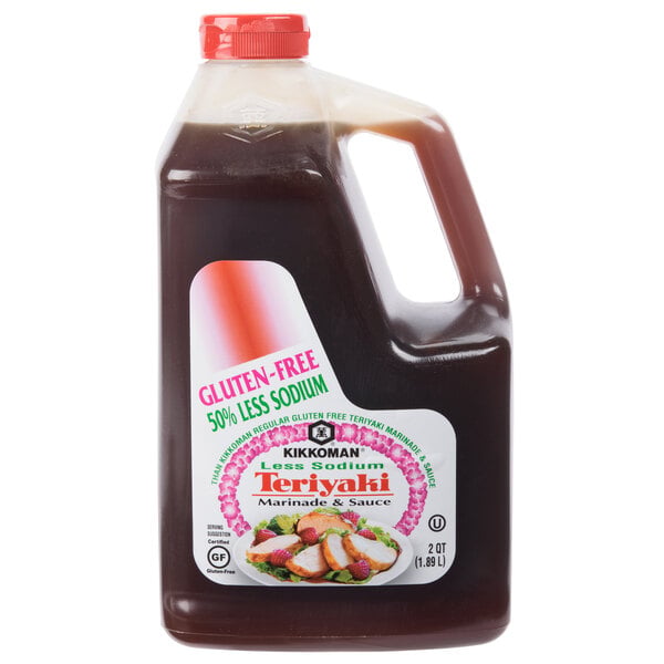 Kikkoman .5 Gallon Less Sodium Gluten-Free Teriyaki Marinade and Sauce - 6/Case