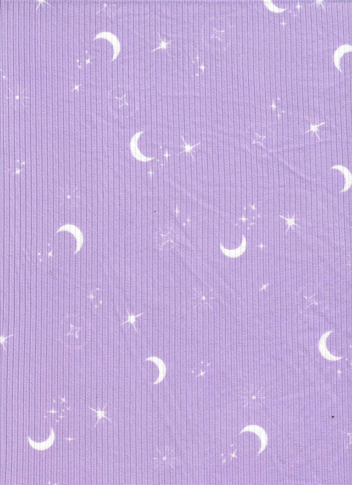 Star Moon Print Yummy Rib Knit Fabric 1 Yard 4x2 Soft Stretch 58/60" Wide