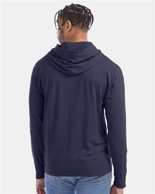 Garment-Dyed Jersey Hooded Long Sleeve T-Shirt