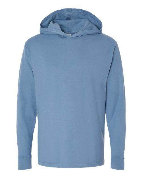 Garment-Dyed Jersey Hooded Long Sleeve T-Shirt