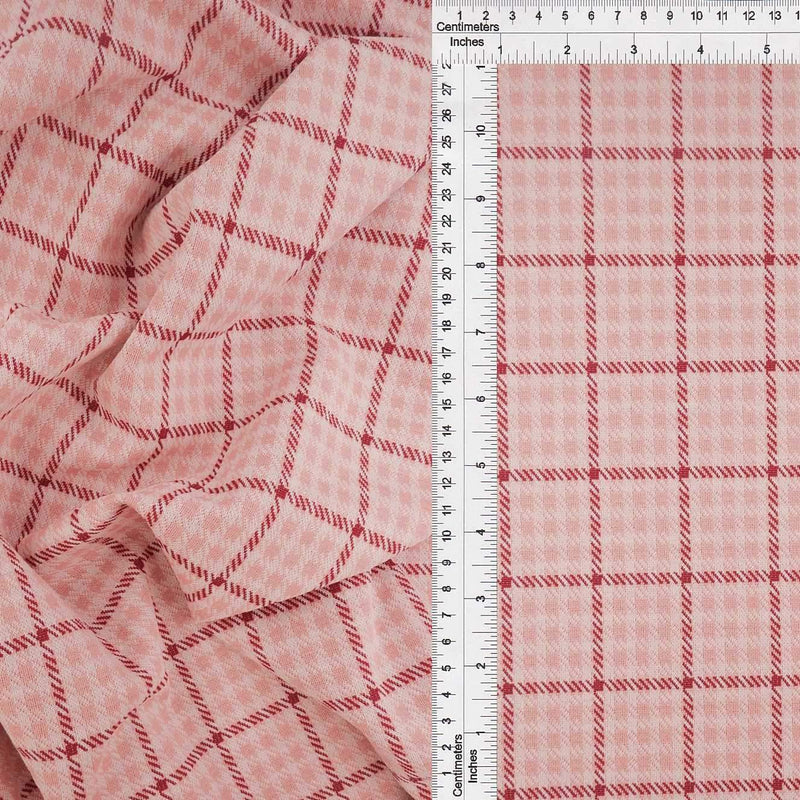 58/60" Double Knit Plaid Jacquard Fabric 90.5% Polyester 8.5% Rayon 1% Spandex 230 GSM by Yard