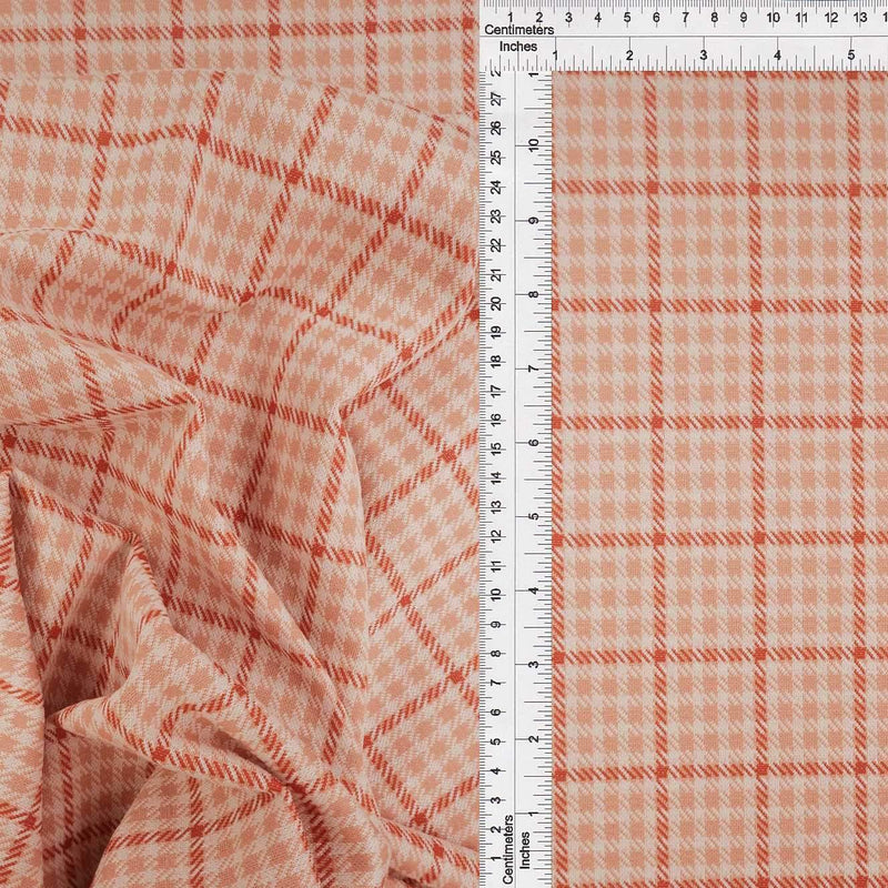 58/60" Double Knit Plaid Jacquard Fabric 90.5% Polyester 8.5% Rayon 1% Spandex 230 GSM by Yard