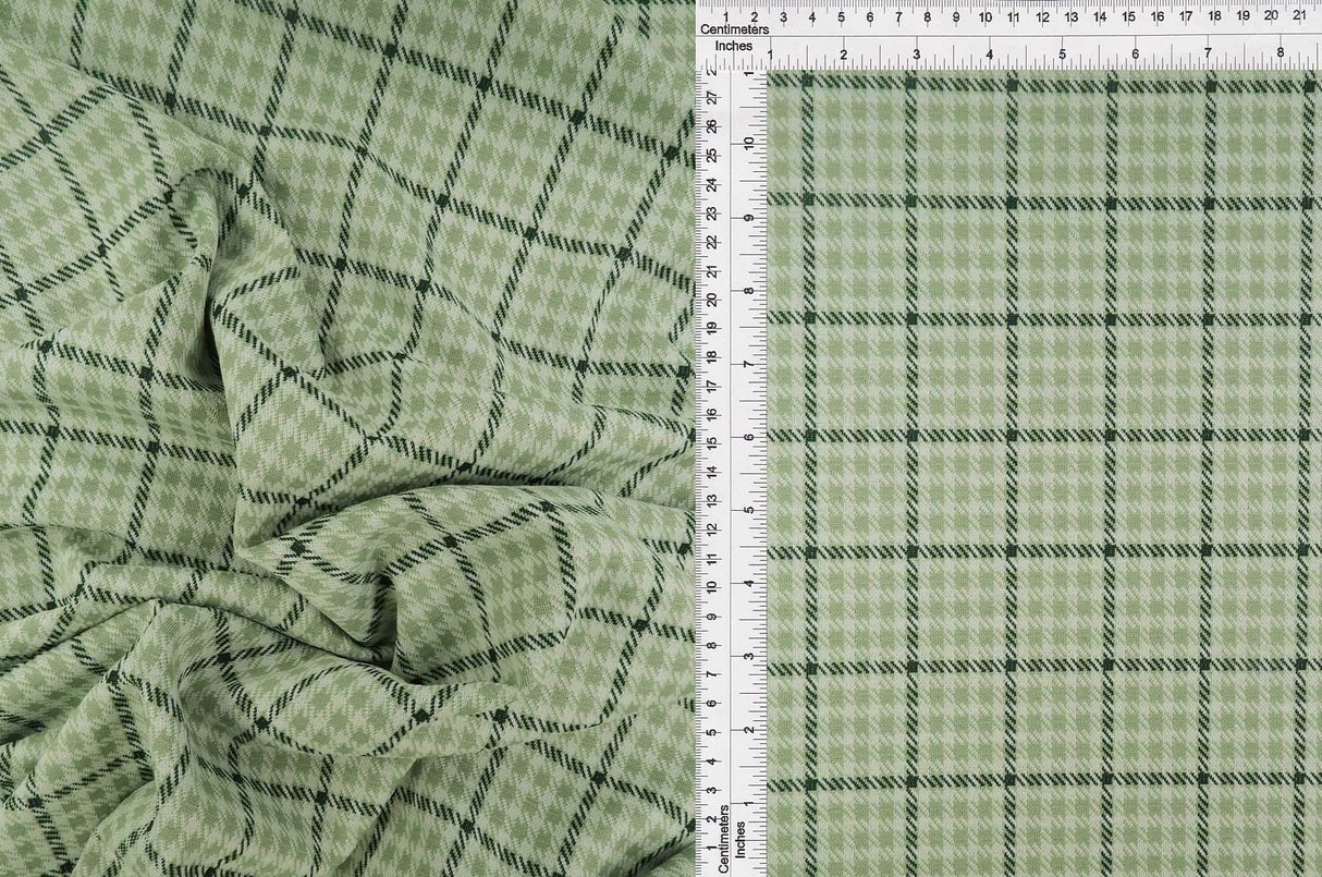 Double Knit Jacquard Plaid Fabric 1 Yard Medium Weight Soft Stretch 58/60" Wide