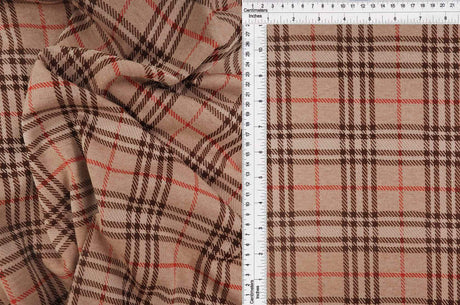 1 Yard Knit Jacquard Plaid Fabric 240 GSM, 58/60? Wide Polyester Spandex Blend