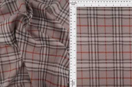 1 Yard Knit Jacquard Plaid Fabric 240 GSM, 58/60? Wide Polyester Spandex Blend