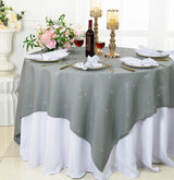 Sequin Paillette Poly Flax Burlap Table Overlay Square
