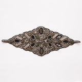 Silver and Green Beaded Rhinestone Applique - 9"