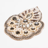 Cream Black and Gold Beaded Rhinestone Applique - 4.75"