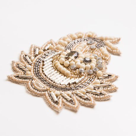 Champagne Beaded Rhinestone Applique - 4.5"
