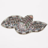 Gunmetal and Lavender Beaded Rhinestone Applique - 7.5"