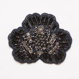 Navy and Clear Beaded and Sequined Rhinestone Applique - 4"