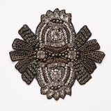 Black and Gray Beaded Rhinestone Applique - 4.5"