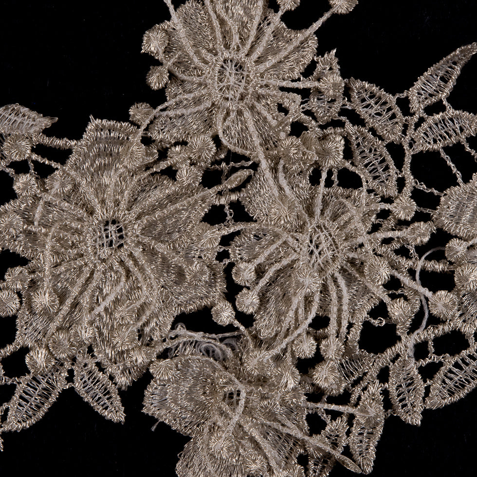 Metallic Silver Floral Lace Trim - 4.5"