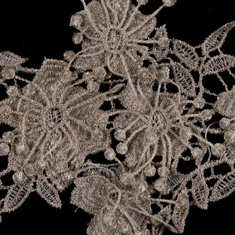 Metallic Silver Floral Lace Trim - 4.5"