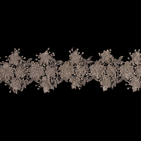 Metallic Silver Floral Lace Trim - 4.5"