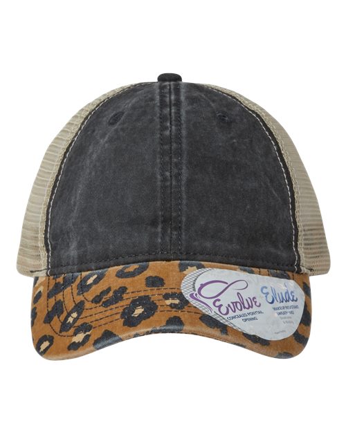 Women's Printed Bill Mesh Back Ponytail Cap