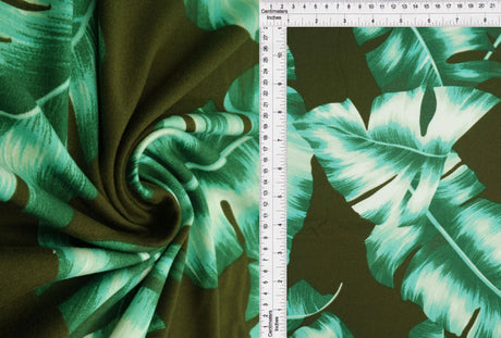 Tropical Banana Leaf DTY Brushed Knit Fabric 1 Yard Soft Stretch 58/60" Wide